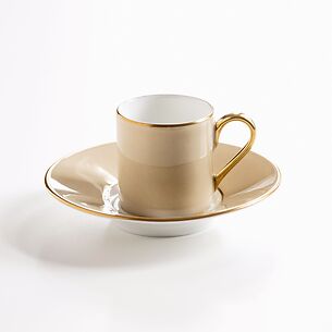 Porcelaine de Limoges Mokkatasse Beige/Golddekor