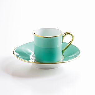 Porcelaine de Limoges Mokkatasse Hellgrün/Golddekor