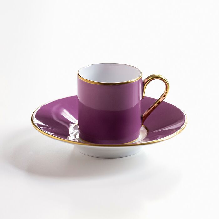 Porcelaine de Limoges Mokkatasse mit Golddekor Amethyst