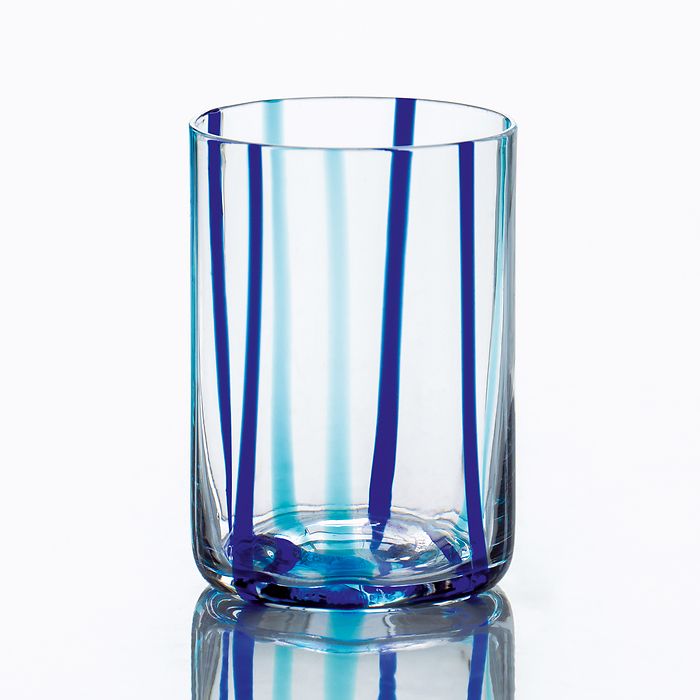 Zafferano Trinkglas Streifen Aquamarin / Blau 6er-Set